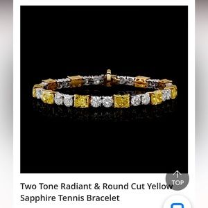 NWT Two Tone Radiant & Round Cut Yellow Sapphire Tennis Bracelet